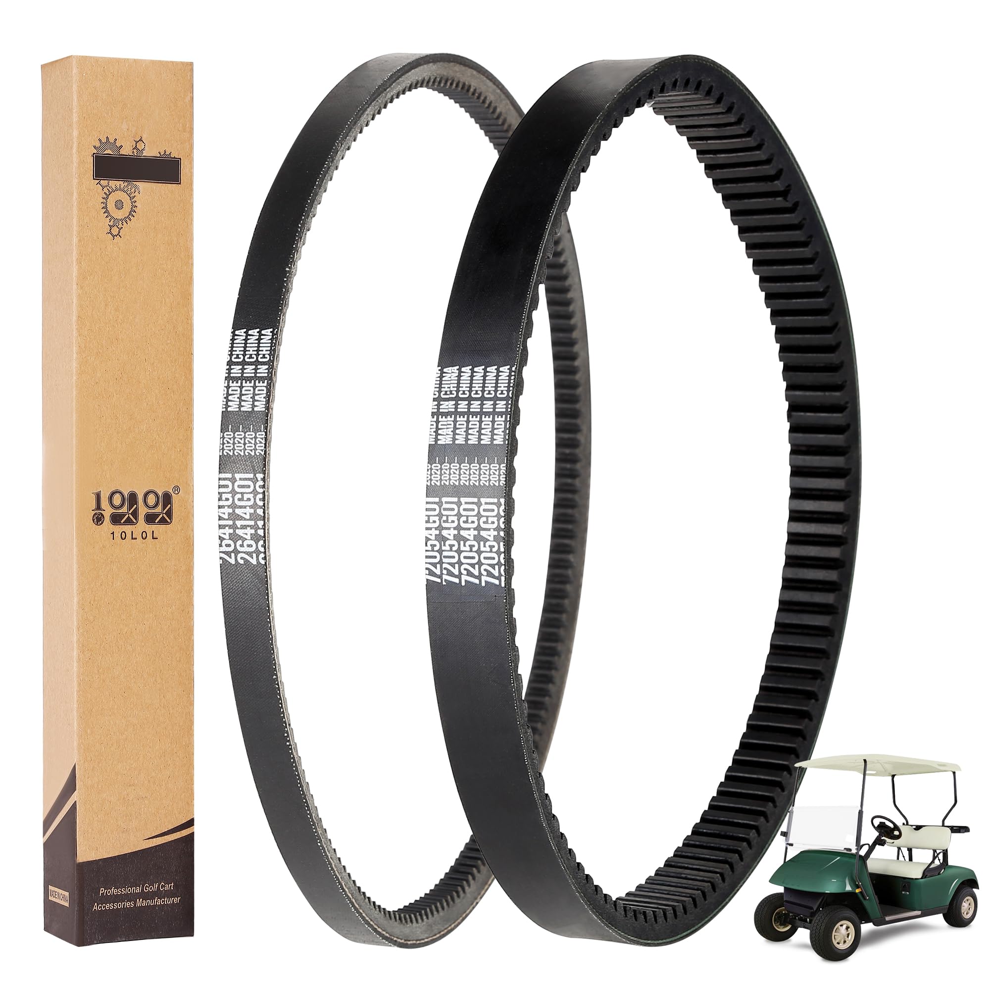 Photo 1 of 10L0L Golf Cart Clutch Drive Belt & Starter Generator Belt for EZGO TXT/Medalist/Workhorse Cushman Express ST 4 Cycle Gas 1994 UP with Robins Motors, OEM# 72054G01, 72024G01, 72025G01, 26414G01