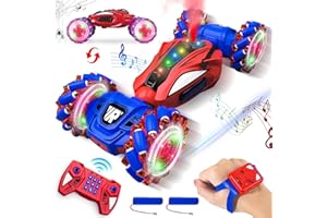 NEUBSAW Spider Remote Control Car, Gesture Sensing Stunt Car, Spider Toys Gifts for Boys 4-6 6-8 8-12 Year Old, 2.4GHz 4WD Drift Hand Controlled Twist Cars, Off-Road 360° Rotating Cars with Lights Spray Music