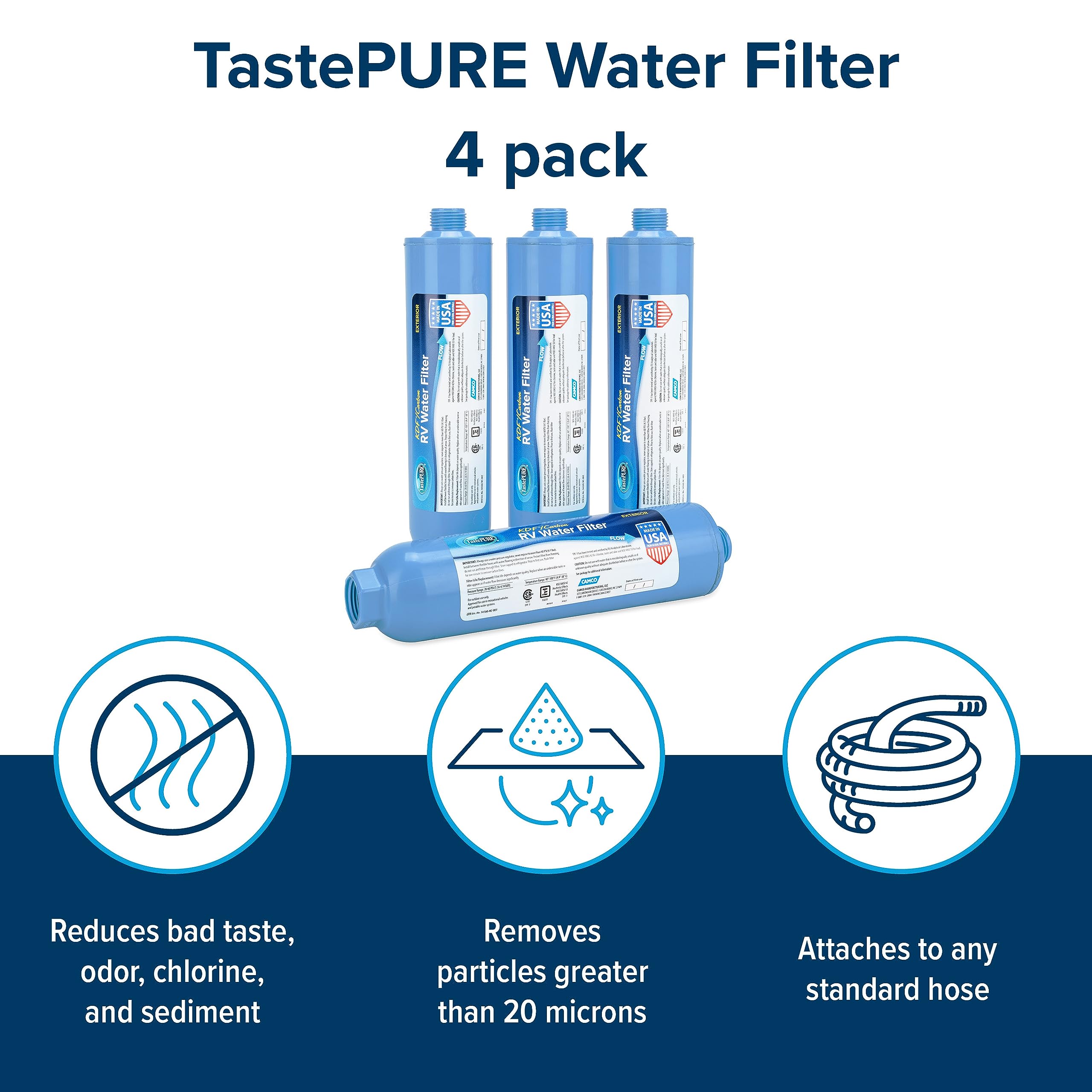 Camco TastePURE Camper/RV Water Filter Inline Water Filter Reduces