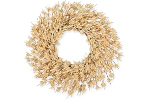 LZNPA 26 Inch Realistic Fall Wreaths for Front Door Outside Autumn Wreath Outdoor Indoors Fall Decorations for Home Thanksgiving Halloween Holiday Decorations Clearance for Wall Porch Door (Wheat)