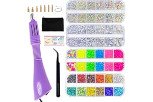 CLEKSPOYE Hotfix Rhinestone Applicator, Iron-on Hot Fix Setter Tool Bedazzler Kit with Rhinestones,Hot Fixed Wand for Clothes Clothing Fabric Crafts,Purple Set