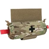PETAC GEAR Tactical First Aid Drop Dump Pouch, Micro Medical Trauma Roll Up Drop Pouch EMT IFAK Sub Abdominal Carrying Bag with Hook-N-Loop (MC)