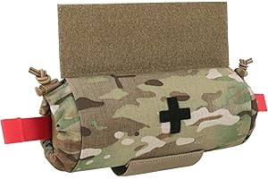 PETAC GEAR Tactical First Aid Drop Dump Pouch, Micro Medical Trauma Roll Up Drop Pouch EMT IFAK Sub Abdominal Carrying Bag with Hook-N-Loop (MC)