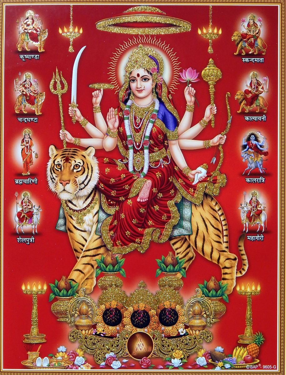 trendy shoppe maa sherawali poster with glitter paper 9 x 11 5 inches multicolour amazon in home kitchen trendy shoppe maa sherawali poster with