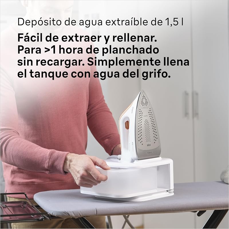 CareStyle Compact Pro Plancha Generadora de Vapor, FreeGlide 3D, Modo iCareMode, Eco y Turbo, Vaporización Vertival, Antigoteo, Depósito Agua 1,5L, 6 bar/400g/min, 2400W, Blanco/Naranja