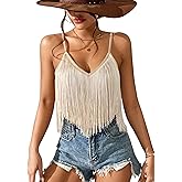 Western Cowgirl Fringe Top for Women - Country Concert Outfits Festival Tassel Hem Boho Rodeo Dress Rave Tank Shirt