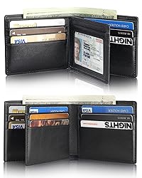 Mens Wallet With AirTag Holder, Bifold Leather RFID