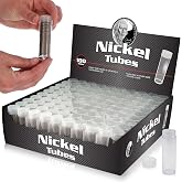 BCW Nickel Coin Tubes for US Nickels, Secure Screw-On Caps, Clear, 100 Pack | Each tube holds 40 unwrapped 21.2 mm US nickels with a secure screw-on cap for organized storage, inventory, and display.