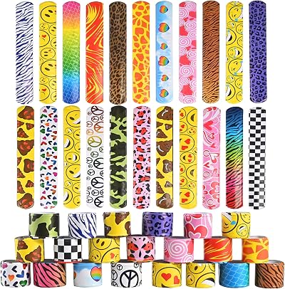 GOLDGE 24pcs Slap Bands for Kids Colorful Slap Bracelets Birthday Party Favors