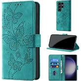 Case Wallet for Samsung Galaxy S24 Ultra, Turquoise | RFID Blocking, 3 Card Holder Stand, Shockproof TPU Shell, PU Leather Magnetic Closure, 6.8-inch