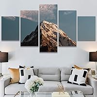 SIGNWIN 5 Panel Canvas Wall Art Modern Art Expressive Landscape Modern Mountain Top Multicolor Photography for Home Decorations Ready to Hang - 60