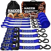 HACCOPLANET Ratchet Straps, 5280lb Break Strengeth, 1.6" Heavy Duty Ratchet Tie Down Strap Set w/Padded Handle, S Hook, Soft Loop for UTV Motorcycle Truck Cargo Straps (Blue, 8FT)