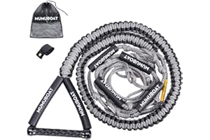 MUMUBOAT 25ft Wakesurf Rope with EVA Handle, 6 Sections Floating Watersport Ropes for Wake Surfing