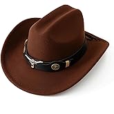 JOYEBUY Kids Wide Brim Western Cowboy Cowgirl Hat Boys Girls Felt Fedora Hats with Leather Buckle Blet