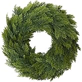 Joyhalo 23" Realistic Christmas Cedar Wreaths for Front Door, Real Touch Norfolk Pine Wreath Artificial Everygreen Wreath for Walls, Porches, Farmhouse Outdoor Christmas Decor