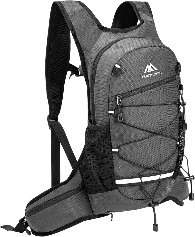 Flintronic 8L Lightweight Breathable Bike Backpack Grey Hydration Compatible