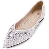 ZQKSEOHS Flats Shoes Women Rhinestone Sequin Wedding Pointed Toe Dress Flat Shoes Comfortable Flats for Women Dressy