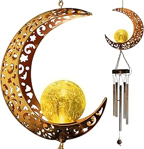 Moon Crackle Glass Ball Wind Chimes solar wind chimes moon decor for outside outdoor clearance gardening gifts birthday gifts for mom for women grandma giftsChristmas decorations Christmas Light
