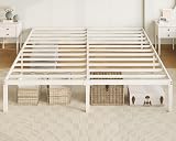 Allewie King Size Bed Frame, 14 inch Metal Platform Beds with Storage Space, No Box Spring Needed and Easy Assembly, White