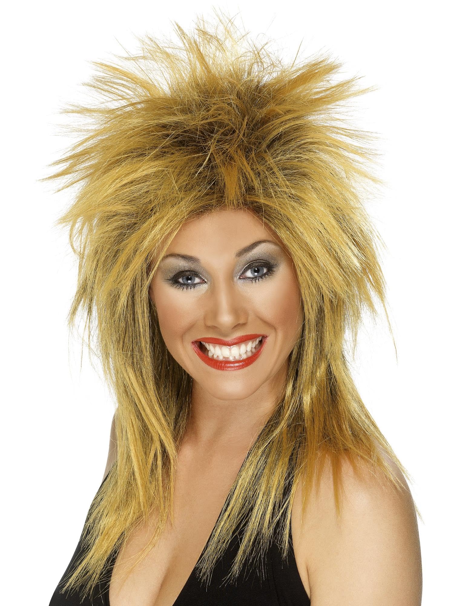 Smiffys Rock Diva Wig, Ginger Long Mullet, 1980's Fancy Dress, Adult Dress Up Wigs Halloween