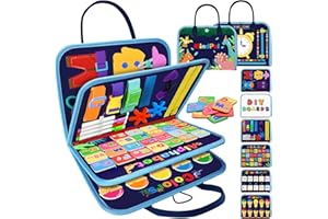MindPal Busy Board, Montessori Toy for Over 3 Year Old, Toddlers Educational Activity Developing Sensory Board for Fine Basic Dress Motor Skills, Travel Toys for Plane Car, 3+ Years Boys Girls