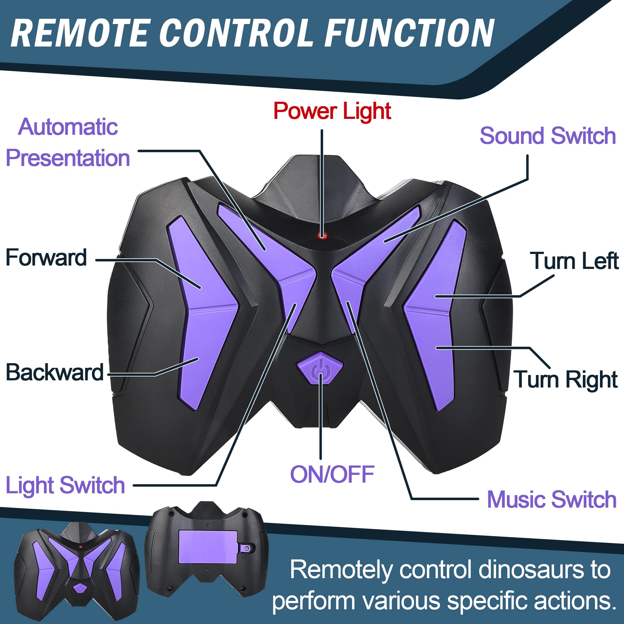Large Remote Control Dinosaur Toys Kids - Jurassic Velociraptor Toys Imitates Walking and Sounds - Robot Toys That Can Sing, Shaking Head and Tail