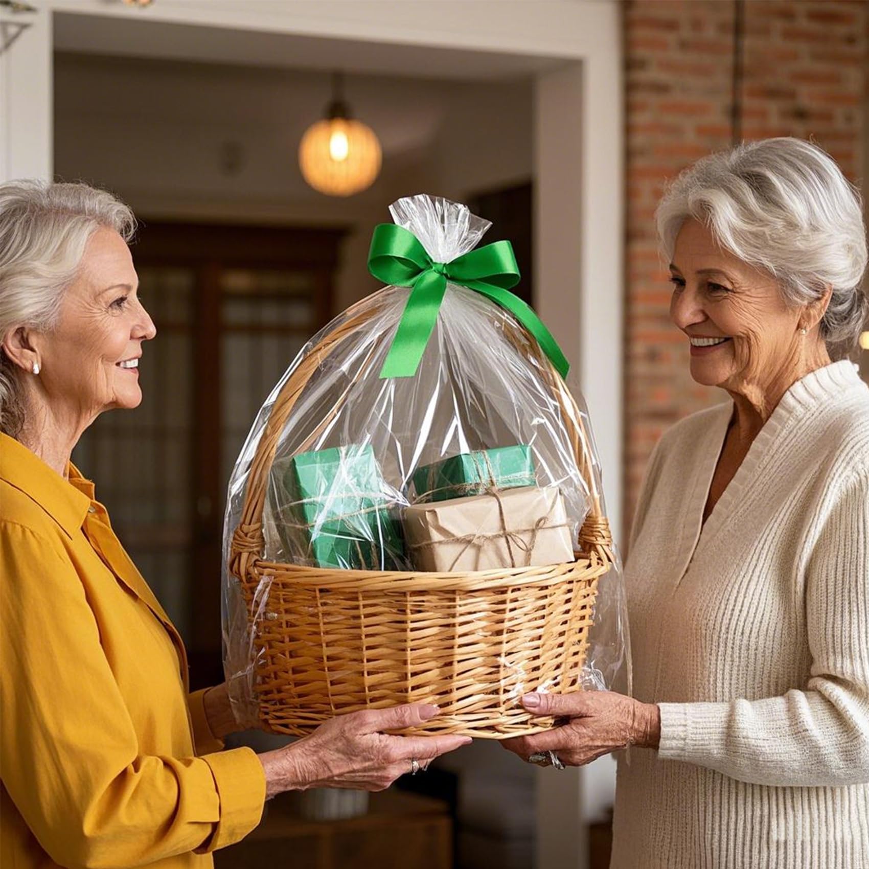 Morepack Large Cello/Cellophane Bags,30x 40 Inches Clear Basket Bags OPP Plastic Cellophane Wrap for Gift Baskets Packaging 10 Pieces