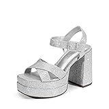 DREAM PAIRS Women's Platform Chunky Heels Square
