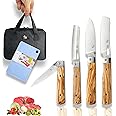 SENBON 440A stainless steel Gift wrapped 4 piece set sharp pocket folding Japanese chef knife universal peeling knife bread knife set portable kitchen knives with natural olive handle