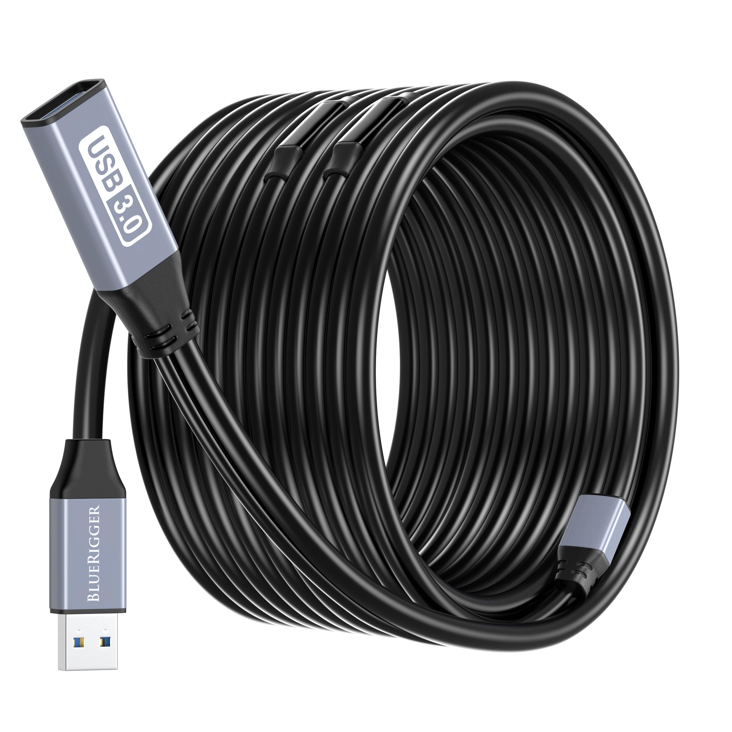 Photo 1 of BlueRigger USB 3.0 Extension Cable (100FT, Active, 5Gbps, In-Wall CL3 Rated, Type A Male to Female Adapter Cord) - Long USB Repeater Extender for VR Headset, Printer, Hard Drive, Keyboard, Mouse, Xbox