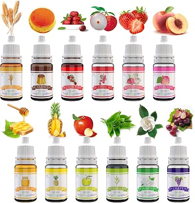 DecorRom Soap Fragrance Oil 12 Scents Set 10ml Bath Bomb Soap Making Supplies