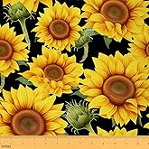 Feelyou Sunflower Fabric by The Yard Floral Print Decorative Waterproof Outdoor Fabric Yellow Flowers Pattern Upholstery Fabric for Chairs 1 Yard Bedroom Decor Botanical Blossom Outdoor Fabric