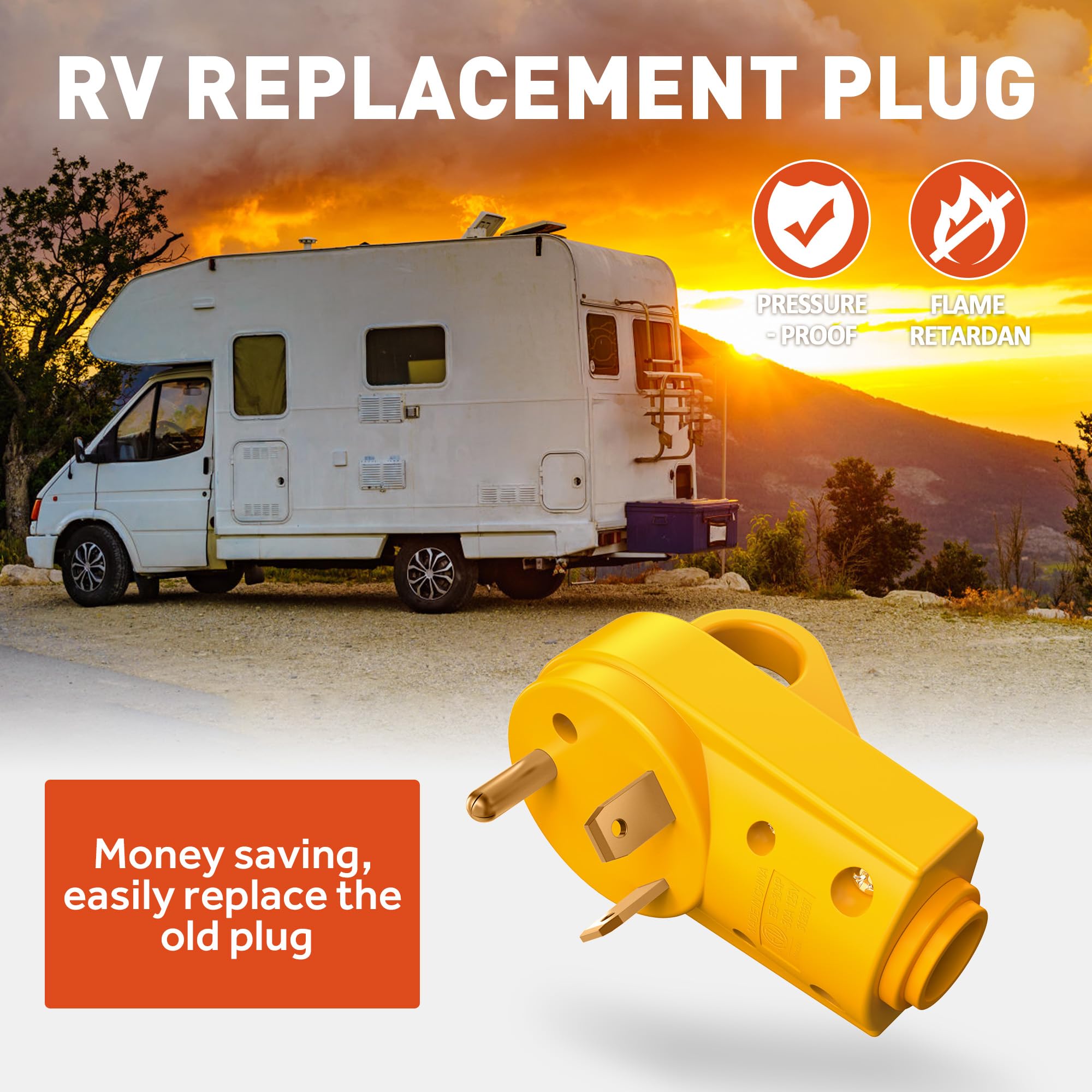 Mua SnowyFox RV 30 Amp Male Replacement Plug - Heavy Duty 30 Amp RV ...