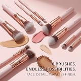 Lamora Kabuki Makeup Brush Set 10 Pc Synthetic Premium Brushes view 3