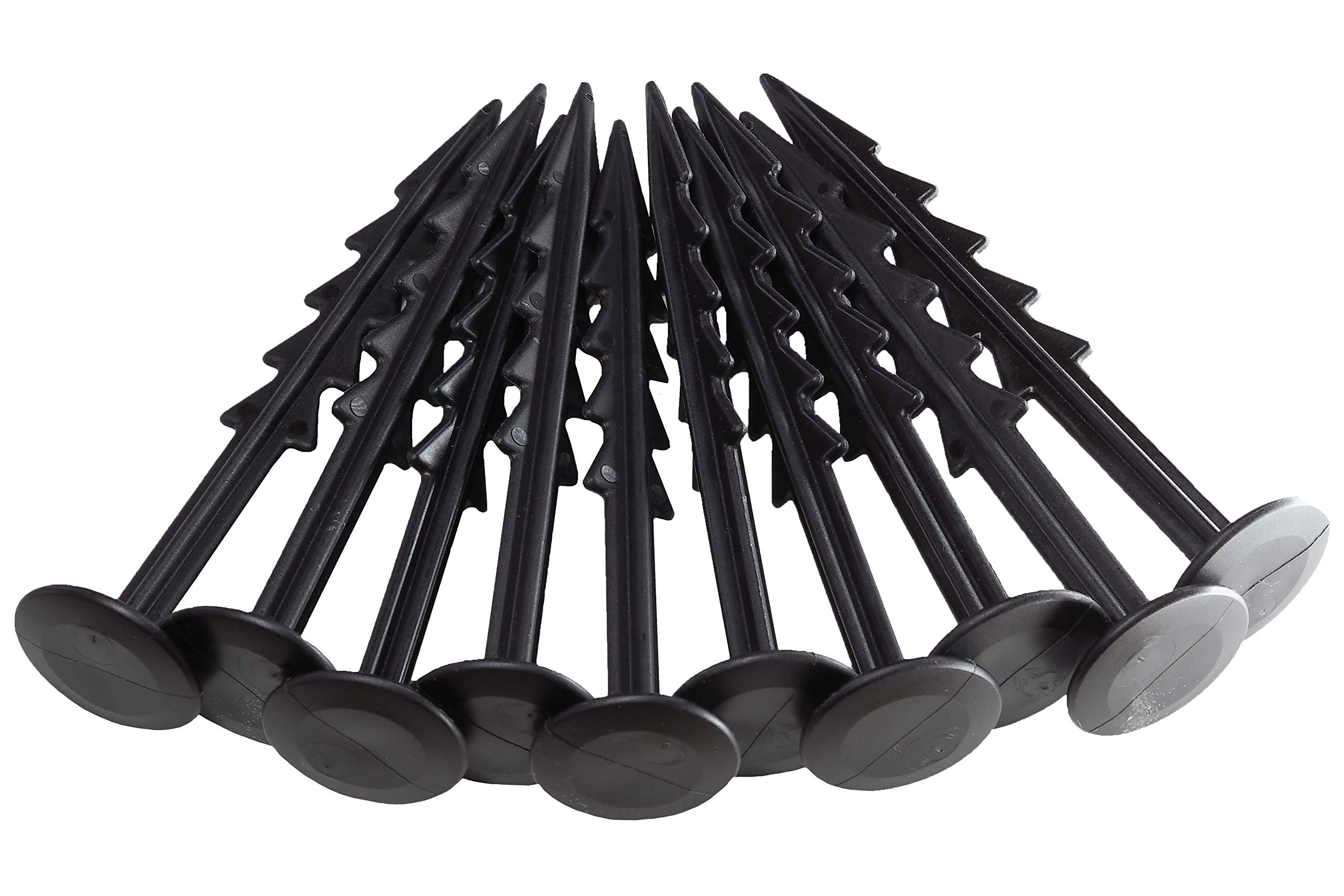 EarlyGrow MPL50114/BLA/100 Plastic Garden Ground Pegs - UV Stabilised, BPA Free, Rot Proof - To Secure and Anchor Tarpaulin and Weed Fabric Netting - 15cm - Pack of 100 - Black