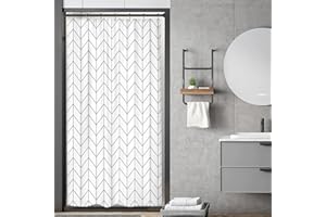 Riyidecor Stall Small RV Gray White Grey Bathroom Shower Curtain Liner 36Wx72H Inch Half Single Narrow Walkin Standing Little