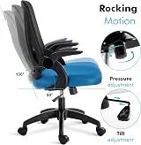 Blisswood Office Desk Chair Blue Black Mesh Chair 360° Tilt Lumbar Support view 5