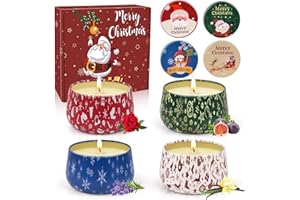 Christmas Candles Gifts for Women, 4 Pack Scented Candle Set Holiday Gifts - Soy Candles Home Scented, Christmas Stocking Stu