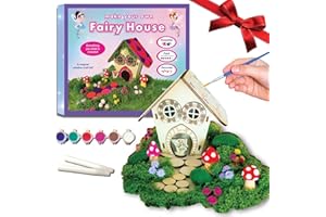 MAGICAL VALLEY Wooden Fairy House Craft Kit for Kids | DIY Fairy Garden with Paints & Decorations | Creative Arts & Crafts Birthday Gift for Girls Activity | Ages 5, 6, 7, 8-12 Girls.