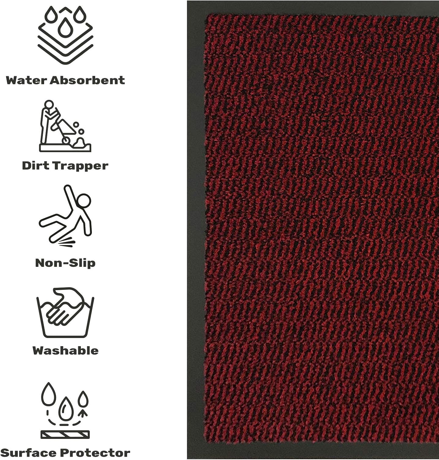 Fb Funkybuys Heavy Duty Barrier Mats Non Slip Rubber Mat Floor Mats Kitchen Rugs Washable Light Weight Rubber Multicolour Door Mat - Image 4