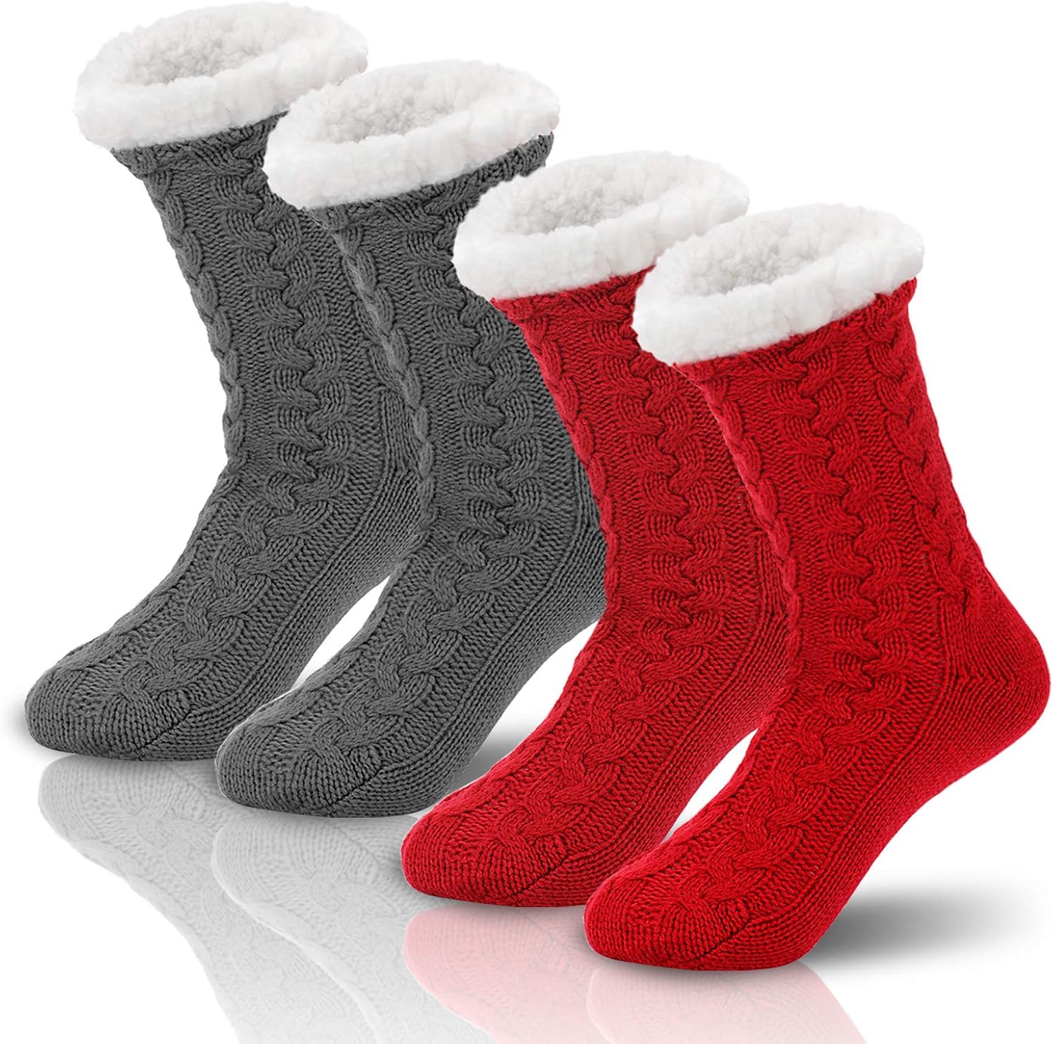SEVENS 2 Pairs Women Fleece Lined Socks 