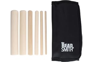 The Beadsmith Wooden Mandrel Set, 6 Piece Dowel Kit, with Labeled Storage Case, Sizes .25"-1" (6.4-25.4mm), Rods for Wire Forming
