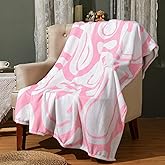 Frienda Preppy Throw Blanket Smile Face Cute Flannel Soft Plush Fuzzy Blanket Preppy Bedding Stuff for Dormitory Living Room 50" x 60"(Distort Smile Face)