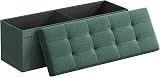 SONGMICS MAZIE Collection Storage Ottoman Bench 110 cm Foldable Green