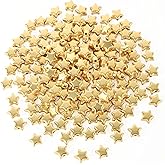 OIIKI 100 PCS Acrylic Star Shape Beads, Star Shape Charming Bead, Acrylic 8mm Beads for DIY Jewelry Craft Making Necklace Bracelet Supplies - Gold