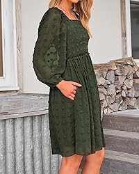 BTFBM Womens Long Sleeve Dress Vacation Square Neck