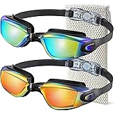 NSSIW Swim-Goggles-Adult-Women Goggles Swimming Men: Anti Fog Pool Goggles with UV400 and No Leak 2 Pack