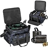 GOBUROS Gun Range Bag for 4 Handguns,Tactical Pistol Range Bag with 2 Ammo Storage Pouches & 6x Magazine Slots, Gun Duffle Bags with Lockable Zipper for Shooting Range Outdoor Hunting