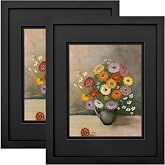 LUCKYLIFE 11x14 Picture Frame Black Wood with Double Mat for Wall Mounting, Display 8x10 with Mat or 11x14 Without Mat, Set of 2