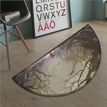 Fantasy Bath Mat Non Slip Boy Looking Up Red Balloon Stuck On Tree